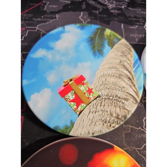 Christmas Absorbent Coasters Box Set of 4 Tropical Coasters - Picture 4 of 5